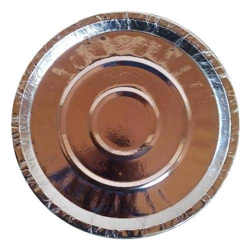 DHAVADI Silver Laminated Disposable Heavy Paper thali with 180 GSM 12"-Pack of 80pc