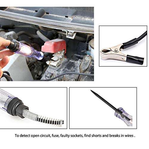 TuNan 2 Pcs 6-12-24V DC Car Circuit Tester Light, Professional Auto Voltage Continuity Test, Automotive Electrical Volt Test Light/Long Probe for Wire/Fuse/Socket and More - 2 Types 2