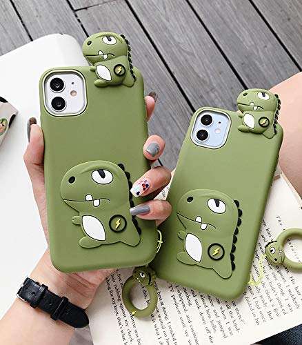 TopFunny Cases for iPhone 11 Case Silicone Cartoon 3D Cute Animals Design Soft TPU Slim Fit Rubber Bumper Protective Cover Shockproof Case Compatible with iPhone 11 6.1" Dinosaur 3