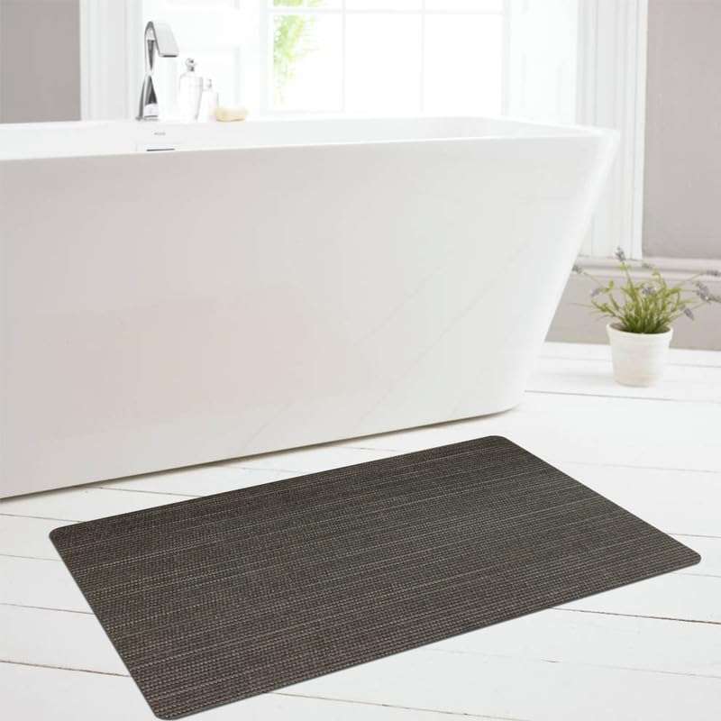 SUWUYUE Bath Mat Rug, Quick Dry Super Absorbent Bathroom Mat, Non Slip Stain Resistant Bathroom Floor Mat Washable Ultra Thin Bathmat Fit Under Door for Shower Room, Dark Gray Stripe, 3ft x 5ft 1