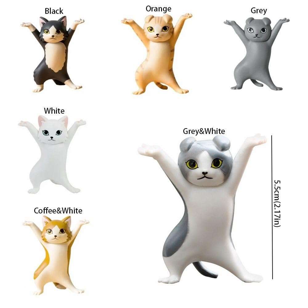 Cartoon Cat Pen Holder,Cute Cat Miniatures,Cat Pen Holder,Car Cat Ornaments,Desk Pen Holder,Cat Pencil Holder,Cute Cat Figures for Home(Black) 3