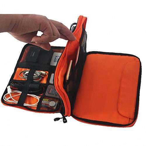 Double Layer USB Cable Hard Drive Case Electronics Accessory Organizer iPad Tablet Cellphone Cord Shuttle SD Card Reader Holder Travel Carrying Storage Bag Headphone Charger Clutter Protection Case 6