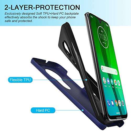IPASON Moto G7 Case,Motorola G7 Case, Dual Layer Light Durable Scratch Anti Shockproof Protective Cover for Motorola Moto G7 - Navy Blue 5