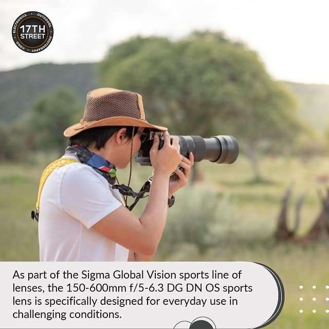 Sigma 150-600mm f/5-6.3 DG DN OS Sports Lens for Sony E | E-Mount Lens/Full-Frame Format, OS Image Stabilization, Super Multi-Layer Coating, Godox TT350S Flash, 64GB Extreme PRO UHS-I Memory Card 5