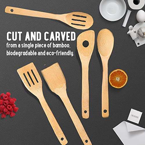 6 pcs Wooden Spoons for Cooking, Kitchen Utensils Set, Great Spatula Cooking Utensils & Bamboo Wooden Spoons 2