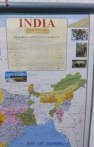 Hanging map of " Political map of India " Chart (small size) , wall chart , wall decor 3