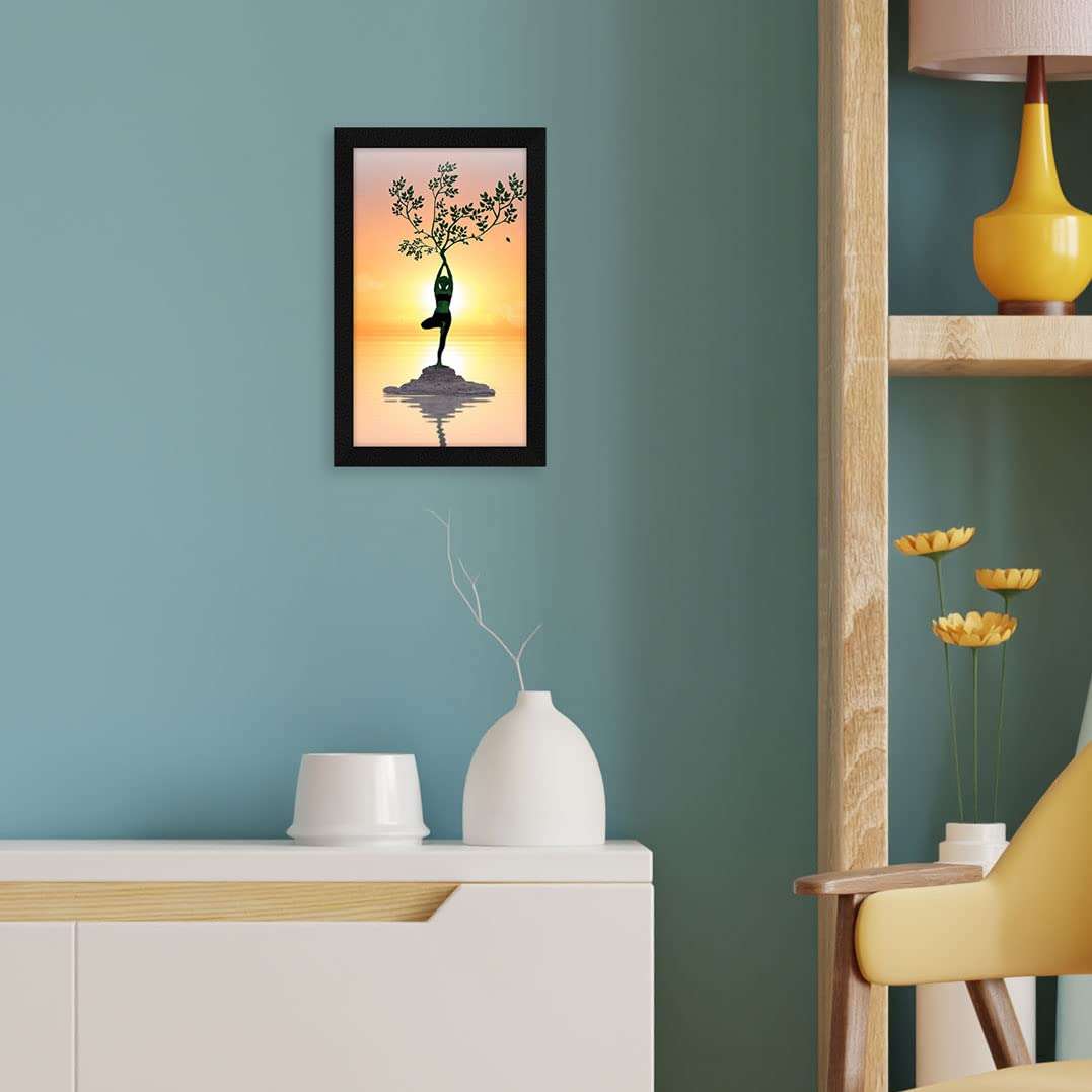 Jitesh Arts Decorative Art Unique Mother Nature Sunrise Sea Yoga Painting For Home Office Kitchen Bedroom Dining Room Living Room Wall Decoration 4