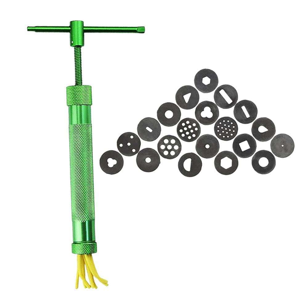 Baking Set 22Pcs Stainless Steel Metal Clay Extruder with 20 Tips Fondant Sugara Paste Extruder Ceramics Pottery Polymer Modeling Decorating Cake Decor Tools Set