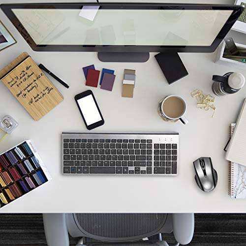Wireless Keyboard and Mouse Combo,2.4G Wireless Connection,Full Size Slim Thin Wireless Keyboard with Palm Rest and Comfortable Mouse (Black&Grey) 2