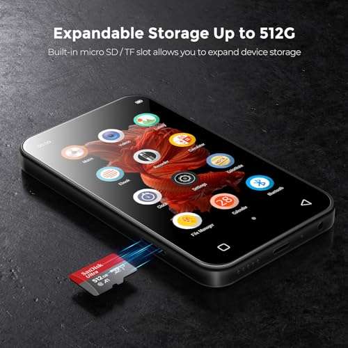 TIMMKOO 72GB MP3 Player with Bluetooth, 4.0" Full Touchscreen Mp4 Mp3 Player with Speaker, Portable HiFi Sound Mp3 Player with Bluetooth, Voice Recorder, Can't Download Apps (Black) 6