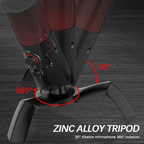 VIMVIP USB Microphone for Computer, USB Condenser Microphone PC Gaming MIC for Recording & Streaming with Mute Button, Headphone Jack, 2 Pickup Patterns 4