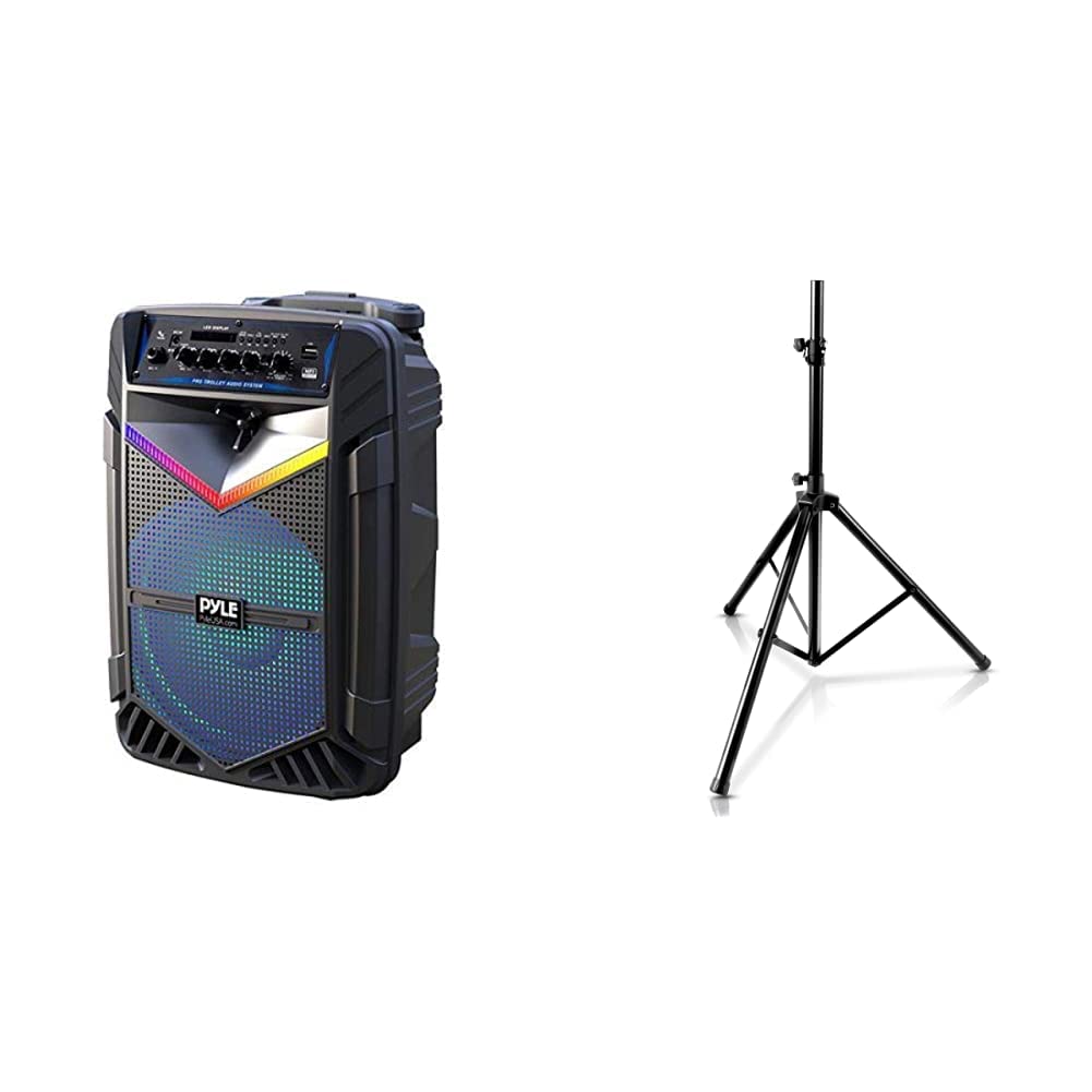 Pyle Portable Bluetooth PA Speaker System with Universal Speaker Tripod Stand Mount