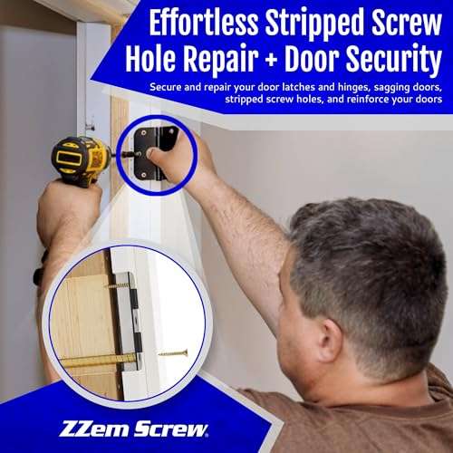 ZZem Screw 4-pk - #9x3-Permanent Door Hinge Repair Kit - Easy Stripped Screw Hole Repair - Reinforce Door Hinges, Strike Plates and Door Jamb Repair - Repair Stripped Hinge Screws in Minutes! 2