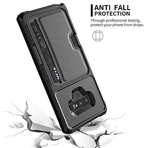 Galaxy Note 9 Case for Men,Leather Wallet Purse Heavy Duty Rugged Hybrid Hard PC Shockproof Full Body Protective Bumper Card Holders Stand Back Case Cover for Samsung Galaxy Note 9 (Black) 5