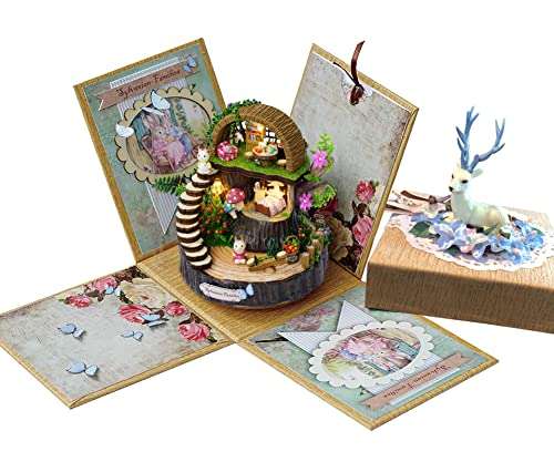 DIY Miniature Dollhouse Kit with Music Box Rylai 3D Puzzle Challenge for Adult Kids Xmas Gifts Fantasy Forest 1
