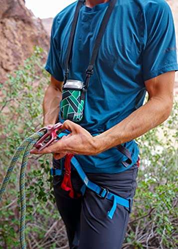 Swingers Beer Cooler with Adjustable Neck Strap (Neoprene Hands-Free Can or Bottle Holder) (Green Geometric) 6