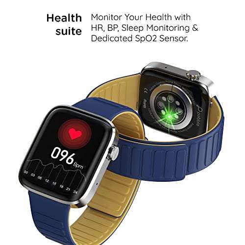 Newly Launched Pebble Cosmos Prime Bluetooth Calling Smart Watch,Largest 1.91" Bezel-less Edge-to-Edge Display,600 Nits Brightness, Sleek Metallic Body, Wireless Charging, Health Suite (Midnight Blue) 6