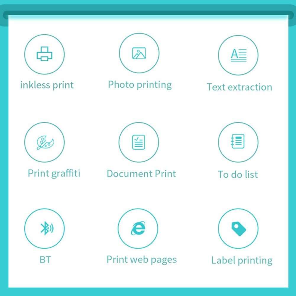 Inkless Printer, Mini Sticker Printer Pocket Inkless Thermal Printer with 10 Rolls Thermal Paper and Sticker for iOS&Android, Bluetooth Smart Portable Receipt Printer for Photo Journal Notes Memo 6