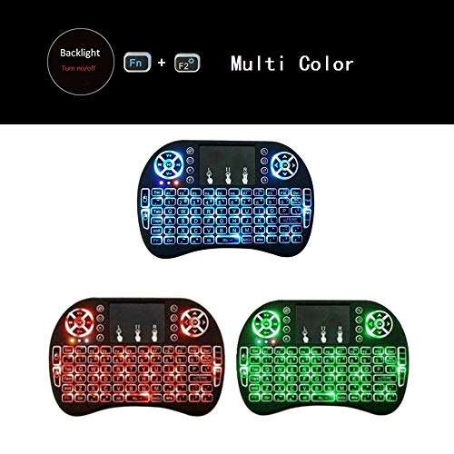 BIFANS 2.4G Mini Wireless Keyboard with Touchpad Mouse, Upgraded Multi BRG Backlight Memory, Portable Wireless Keyboard with USB Receiver Remote Control for Android Smart TV Box Pad Windows Mac 3