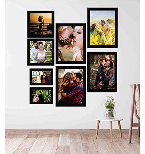 E Deals Set of 8 Collage Synthetic Framed with Acrylic Glass Photo Frame (9 inch X 12 Inch - 4, 8 Inch X 8 Inch - 2, 5 Inch X 7 Inch - 2) PF-117 1
