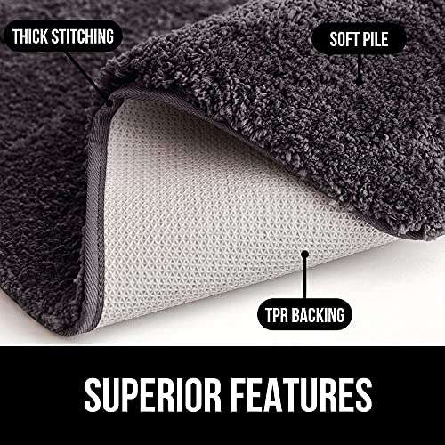 VMPS Bathroom Rug Bath Rug Bath Mat Non Slip Area Rug 40" x 60" Extra Soft Thick Absorbent Shaggy Kitchen Rug Indoor Mat Washable Microfiber Bath Mat for Bathroom Living Room Fast Dry - Grey Pack of 1 4