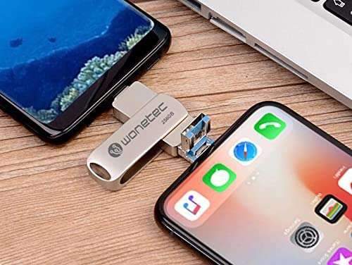 WONETEC 3 in 1 Flash Drive 3.0 for Android and iPhones, USB, Type-C and iOS Ports are Perfect for transferring Files Between /Androids/iPhones/Mac and Windows PC (256GB, Black) 6