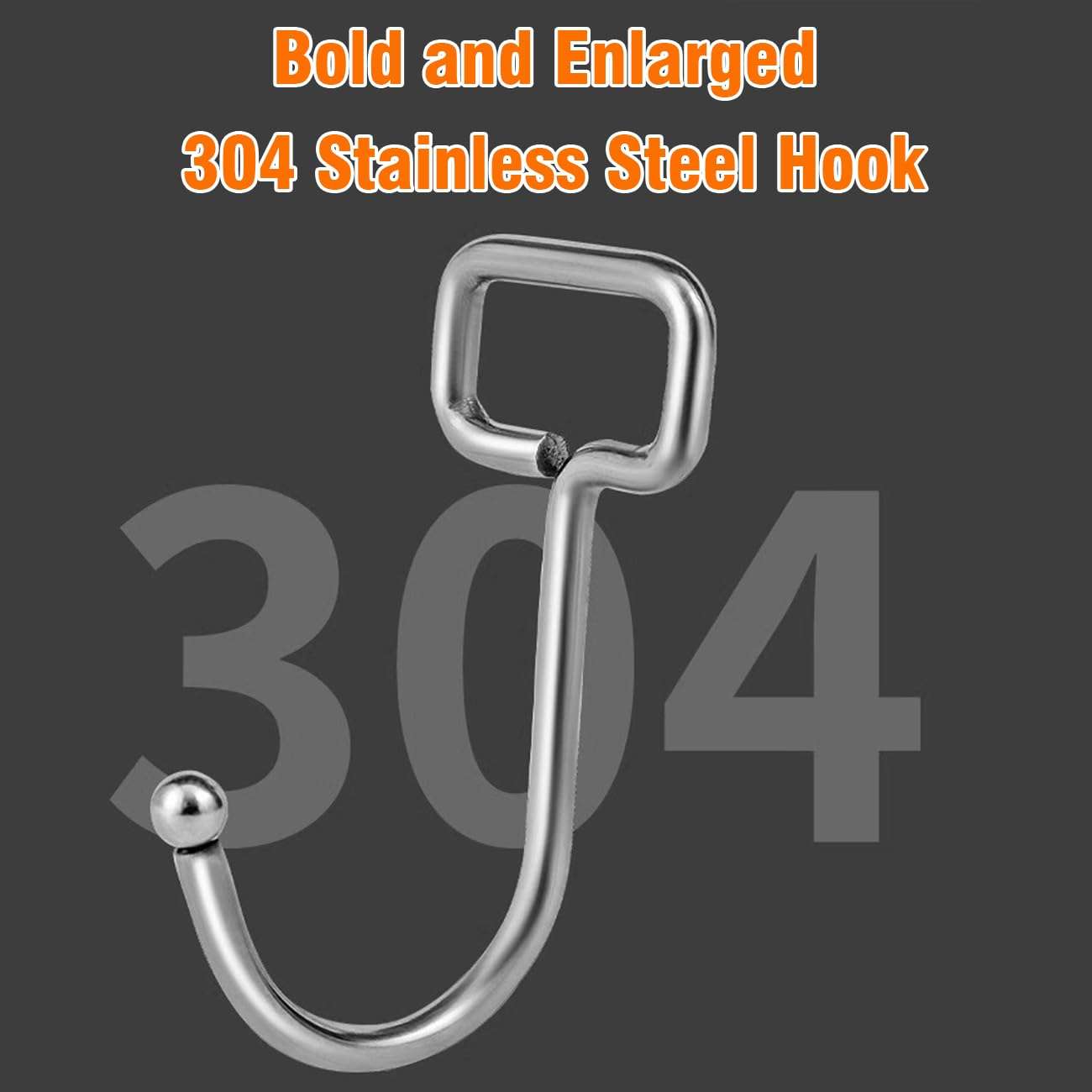 Yuraise 8-Pack Large Adhesive Wall Hooks for Hanging Heavy Duty 44lbs, Rustproof & Waterproof Hanging Hooks for Bathroom Kitchen Home, Bolded 304 Stainless Hangers for Keys Robe & Towel, Clear 4