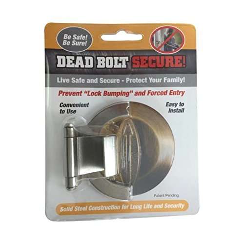 Deadbolt Secure, Prevent Lock Bumping, Prevent Lock Picking for in-Swinging and Out-Swinging Doors, Install in Minutes, no Drilling (Nickel Plated) 1