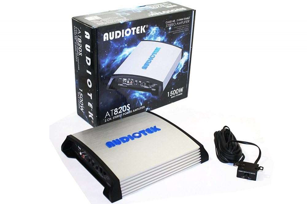AUDIOTEK AT820S 2 Channels Class AB 2 OHM Stable 1500W Stereo Power CAR Amplifier W/BASS Control 3