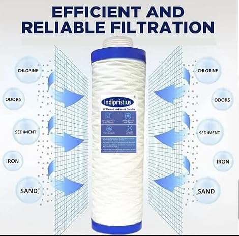Indipristius Pre Filter Cartridge, 9 inch Candle Filter, RO Water Purifier Candle, Sediment Filter Compatible with All Types of RO Pre Filter Cartridge (Pack of 4) 3