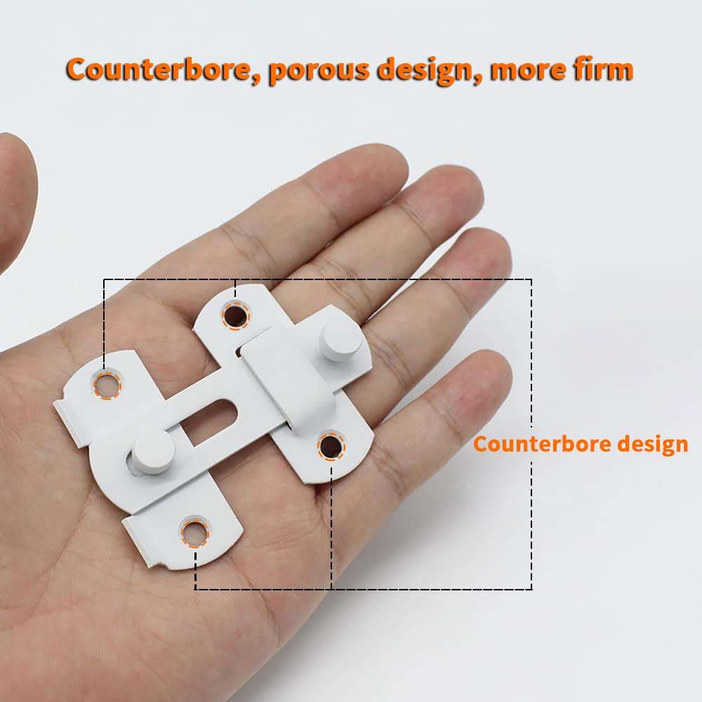 CLING Latch Sliding Door Safety Door Lock, Stainless Steel Matte White, Used for pet Doors, Cabinet Furniture, wardrobes, Windows (Small) 4