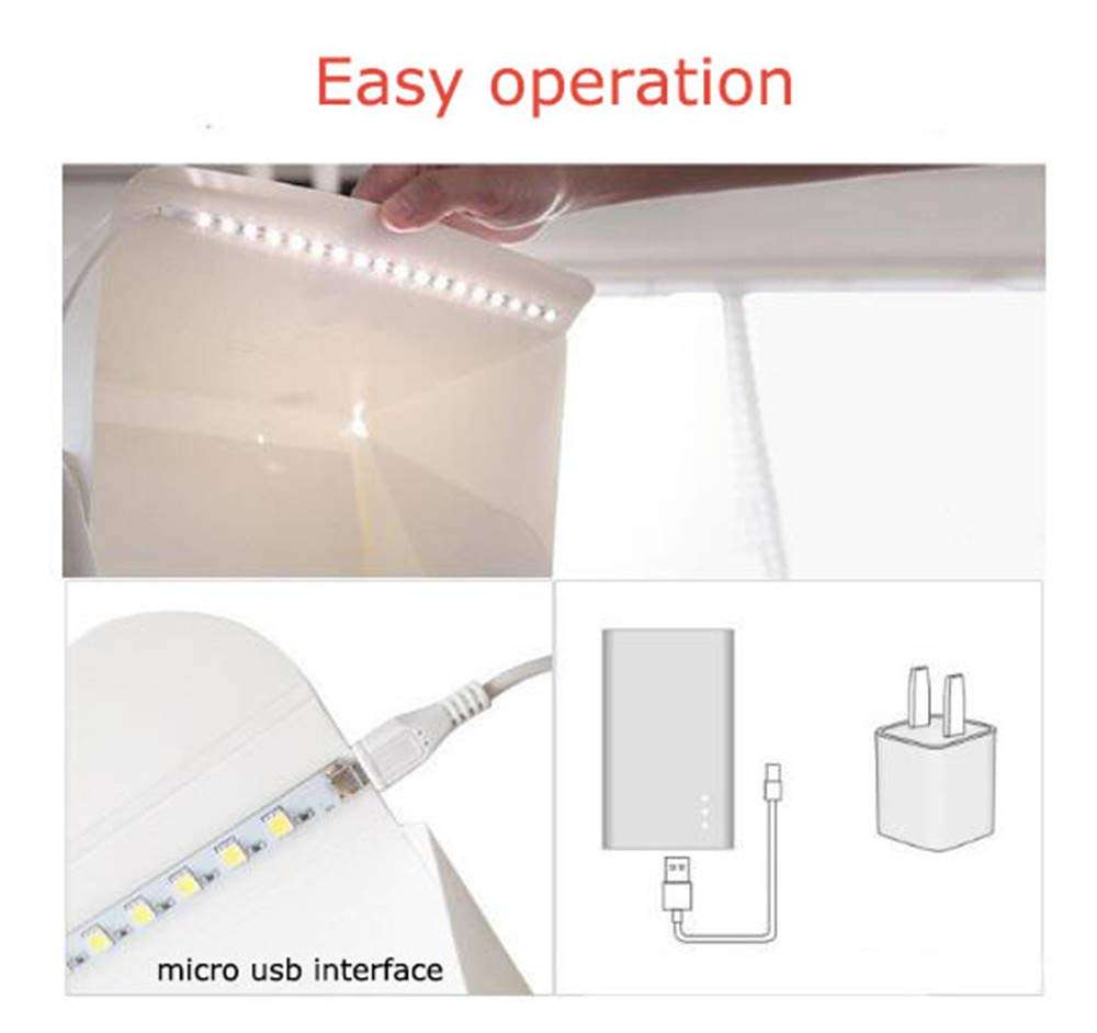 YXIUER Mini Photo Studio Light Box, 40Cm Portable Photography Shooting Light Tent Kit, with 22Pcs LED Light + Black and White Background for Product Display 4