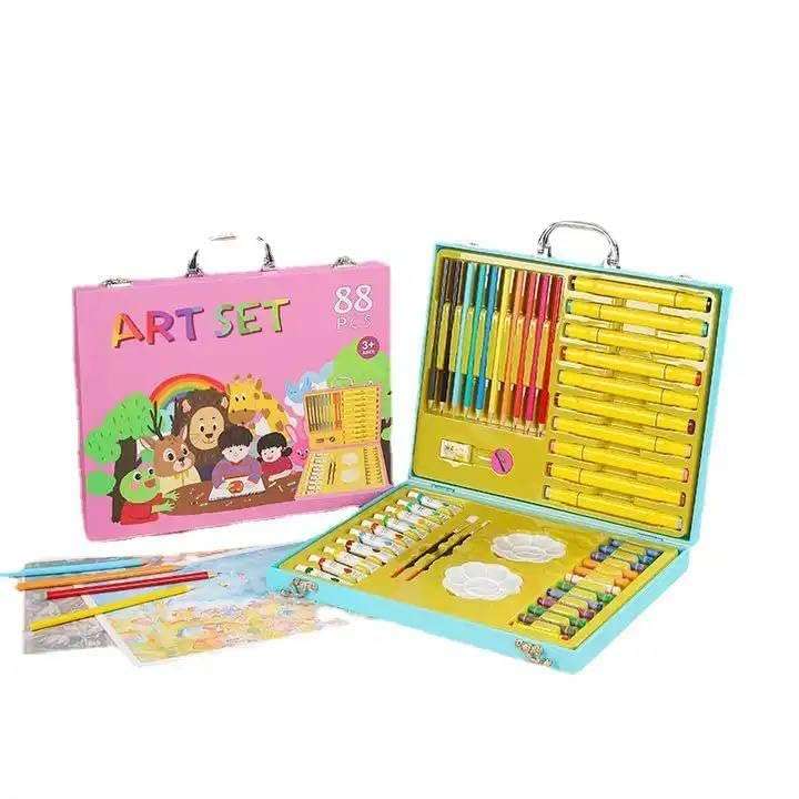 RJKD New 88 Pcs Portable Art Painting Color Kit Art Supplies Includes Watercolor Oil Pastels Pens Colored Pencils Watercolours More For Girls Boys Adults Artist (Pack of 1_MultiColor) 3