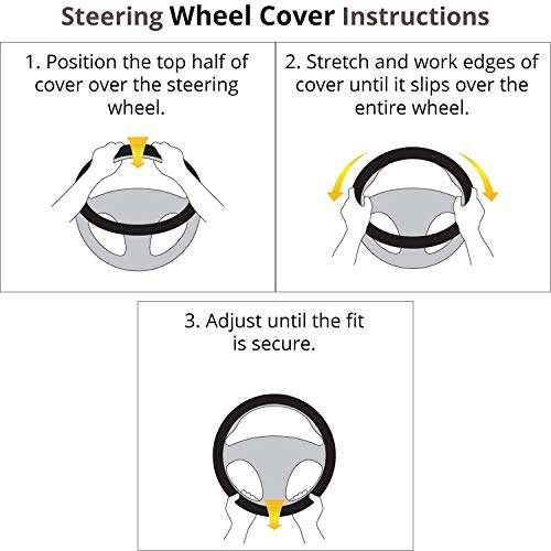 AllExtreme EXBTFS1 PU Leather Designer Universal Anti-Slip Car Auto Steering Wheel Cover Finger Design (36cm, Black) 6
