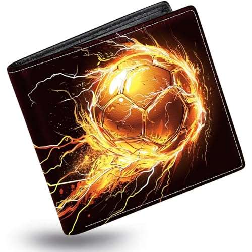 WEBJIASU Boys Wallet for Kids, Kids Wallets for Teen 9-12 8-12 12-14 with Card,Funny Soccer Leather Bifold Rfid Blocking,Black Purse for Men Boy Male Youth Guys Christmas Gifts Birthday Present 1