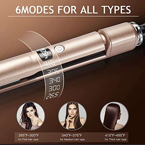 AISWELL Hair Straightener and Curler 2 in 1 Flat Iron for Hair with Adjustable Temp Tourmaline Ceramic for All Hair, Types Makes with Detachable Power Cord ​Portable Curling Iron (Rose Gold) 2