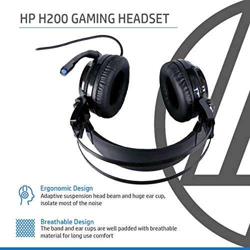 HP H200 Wired Gaming Over Ear Headphones with Mic/Compatible with PCs, Laptops and Other Devices with 3.5mm Audio Output/1 Year RTB Warranty, 8AA04AA (Black) 5