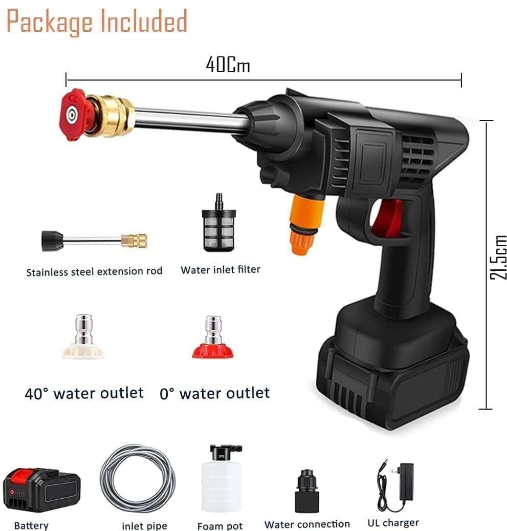 SEAHELTON Wireless High Pressure Washer for Car Washing 48V Rechargeable Electric Pressure Washer Gun Machine Tool for Bike, Cleaning, Gardening with Adjustable 3 in 1 Nozzle and 5M Hose Pipe 4