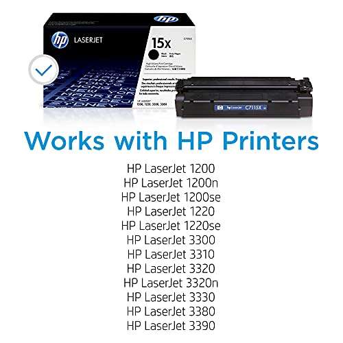 HP 15X Black High-yield Toner Cartridge | Works with HP LaserJet 1200, 1220, 3300, 3310, 3320, 3330, 3380, 3390 Series | C7115X 2