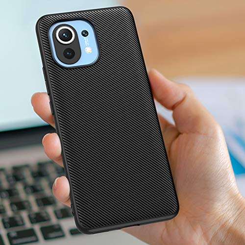 DOOTOO for for Xiaomi Mi 11 Case Luxury Carbon Fiber Leather Hybrid PC Shockproof Protection Cover Case for Xiaomi Mi 11 (Carbon Fiber Black) 3