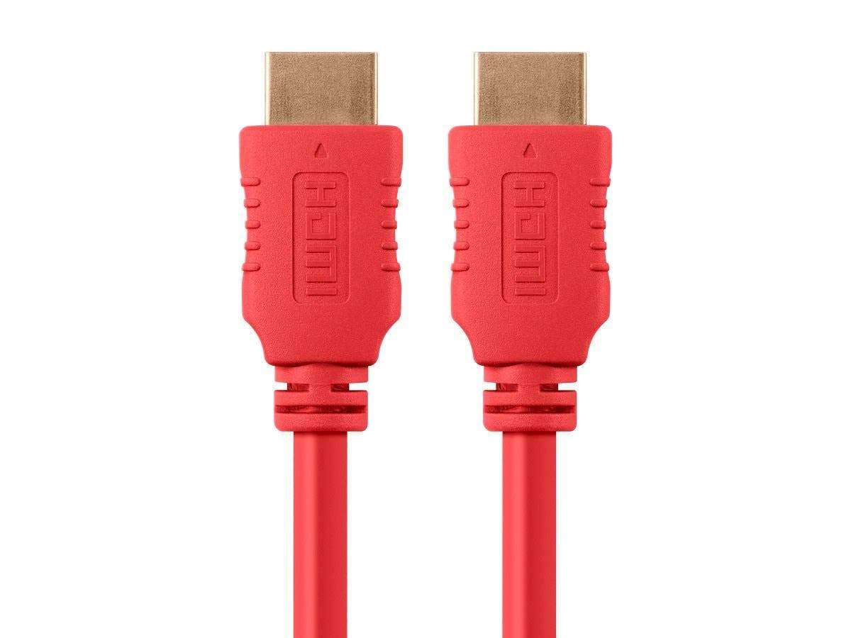 Monoprice HDMI High Speed Cable - 6 Feet - Red, 4K@60Hz, HDR, 18Gbps, YUV 4:4:4, 28AWG - Select Series 1