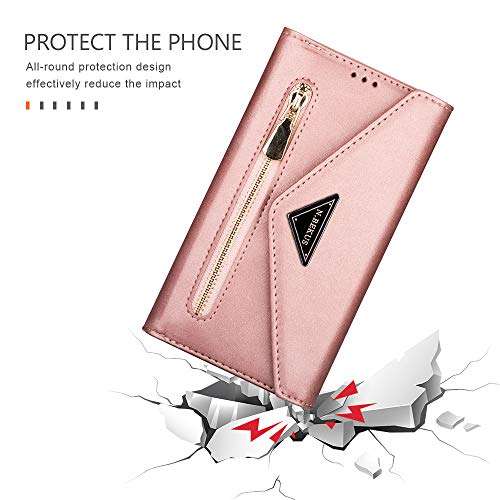 JZ [Zipper][Wrist Strap] Bag Design Wallet Case for Samsung Galaxy S21 Ultra 5G Protective PU Leather Flip Cover - Black 2