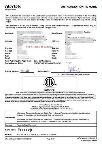 Powerjc Travel Voltage Converter Power Adapter Step Down 220V to 110V Rated Power 1875W with 4 Smart USB Charging Ports ETL for Hot Air Brush and Hair Dryer Black 5