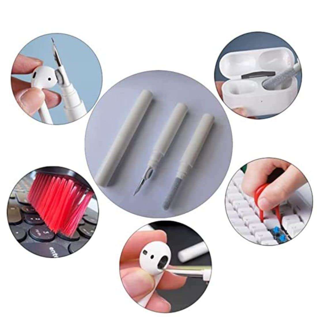 Barrot Plastic Premium 5 in 1 Cleaning Brush for Devices Soft Nylon Bristles (White & Red) 3