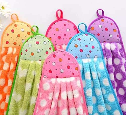 Yetli Micro Fiber Cotton Wash Basin / Kitchen Hanging Towels Size 30 x 40 Cms Pack of 6, Multiclour ( MB1358 1