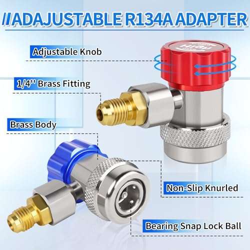 Boltigen R1234yf to R134a Adapter, R134a Adapter, R134a to R1234yf Adapter Kit, for R1234yf/R134a Car AC Refrigerant System 6