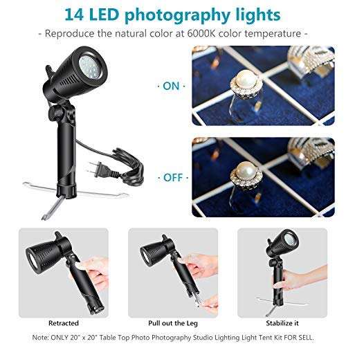 Neewer 20x20 inches Table Top Photography Studio Lighting Light Tent Kit with Foldable Shooting Box, Led Light, Mini Tripod, Phone Holder, 4 Color Backdrops for Product Shooting Advertising 5