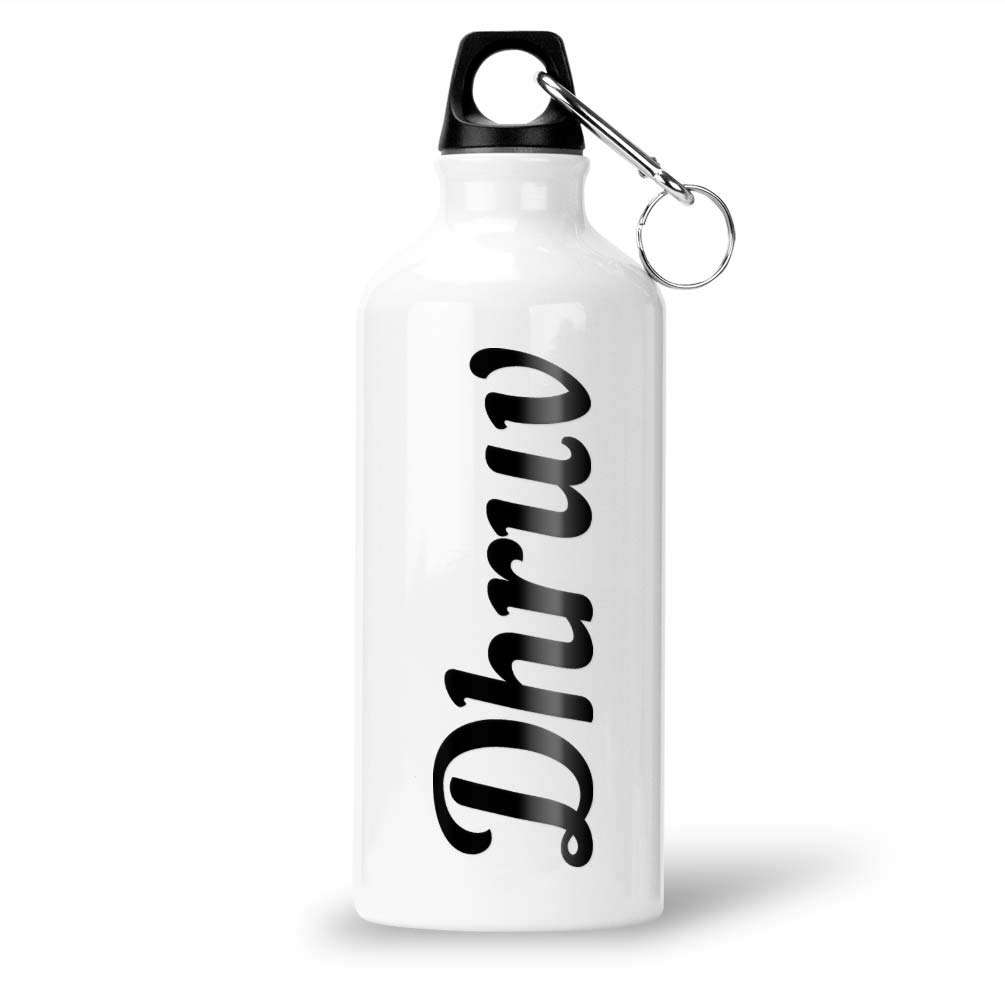 FurnishFantasy Personalised Aluminium White Sipper Bottle 600 ml - Best Personalized Gift for Happy Birthday, Return Gift, Name - Dhruv 3