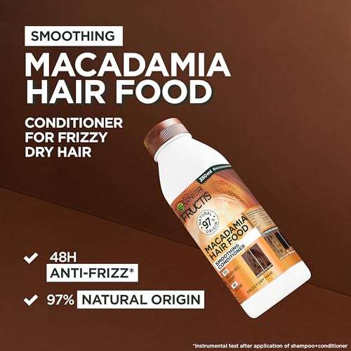 Garnier Fructis, Hair Mask for Dry Unruly Hair, Smoothing & Nourishing, Macadamia Hair Food, 390 ml 2