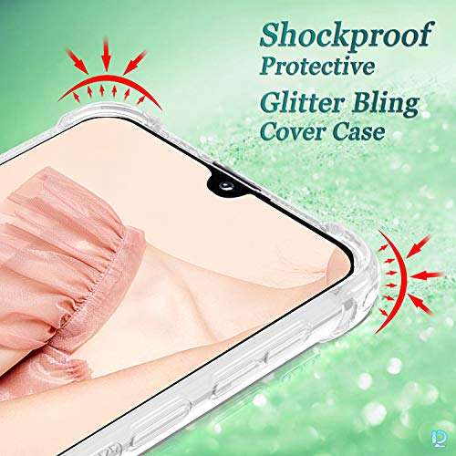 Dzxouui for Galaxy A70 Case,Samsung A70 / A70S Case,TPU Protective Cover for Girls and Women Glitter Bling Sparkle Cute Phone Cases for Samsung Galaxy A70S / A70(Gradient Green) 3